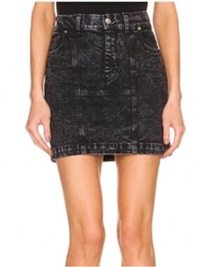 NOAM “Brill” Denim Mini Skirt In Black Ice Size 27 New With Tag!